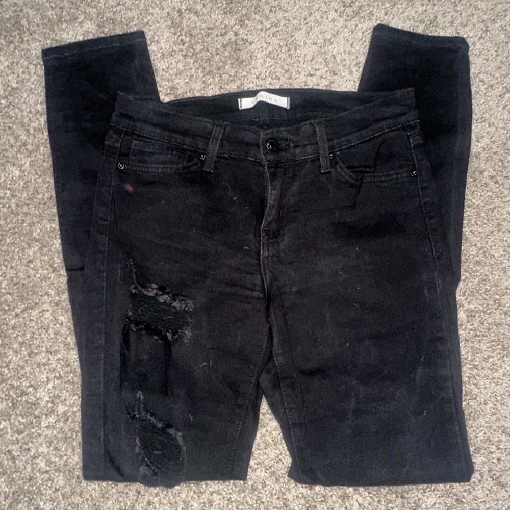 Eunina Black Jeans 7 Distressed Holes Stretch Nordstroms AMAZING Skinny RARE